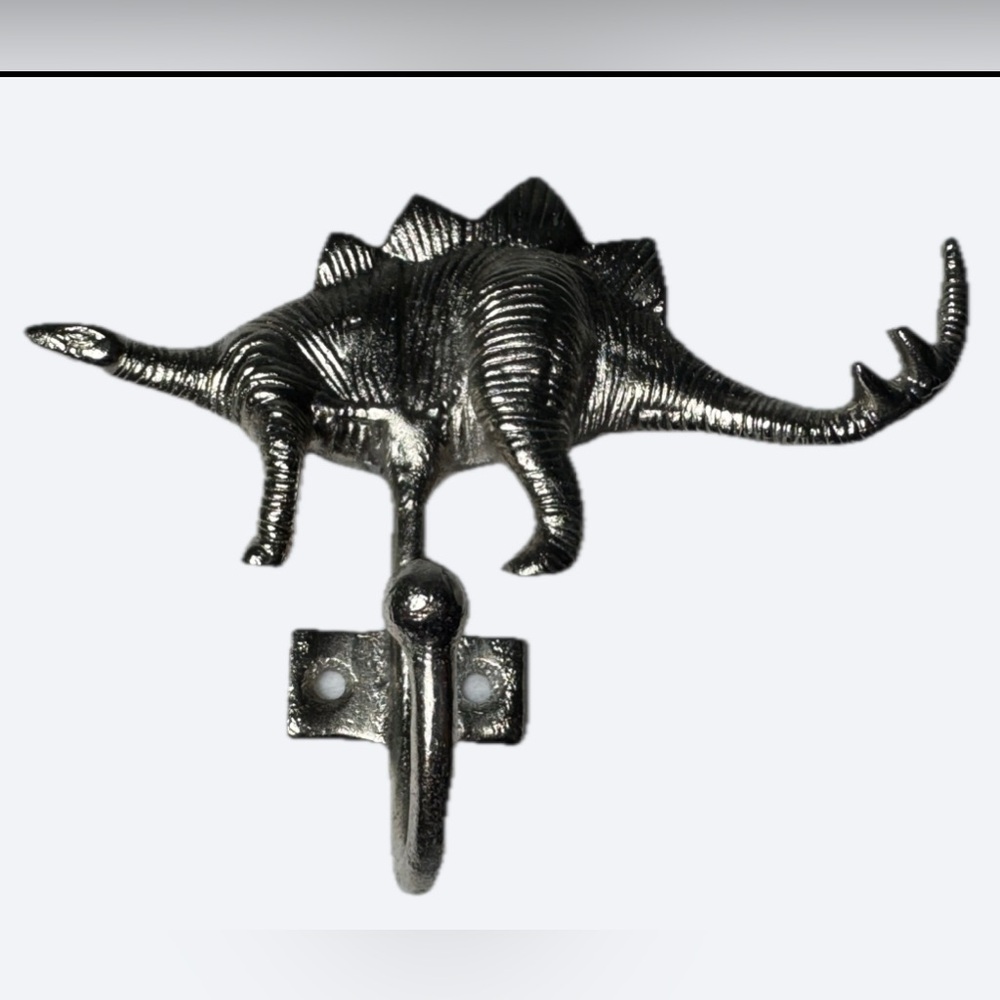2/$50. Silver Coloured Dinosaurs 🦕 (Stegosaurus-shaped) metal Wall Hook